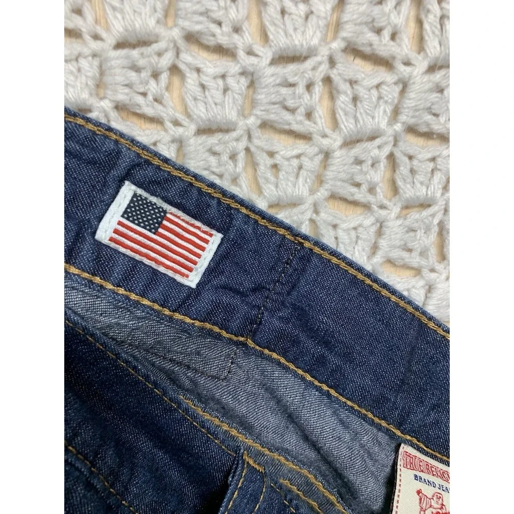 Vtg True Religion Jeans Men Tag 34 Apprx W36 L33  Blue Denim Bootcut Made in USA